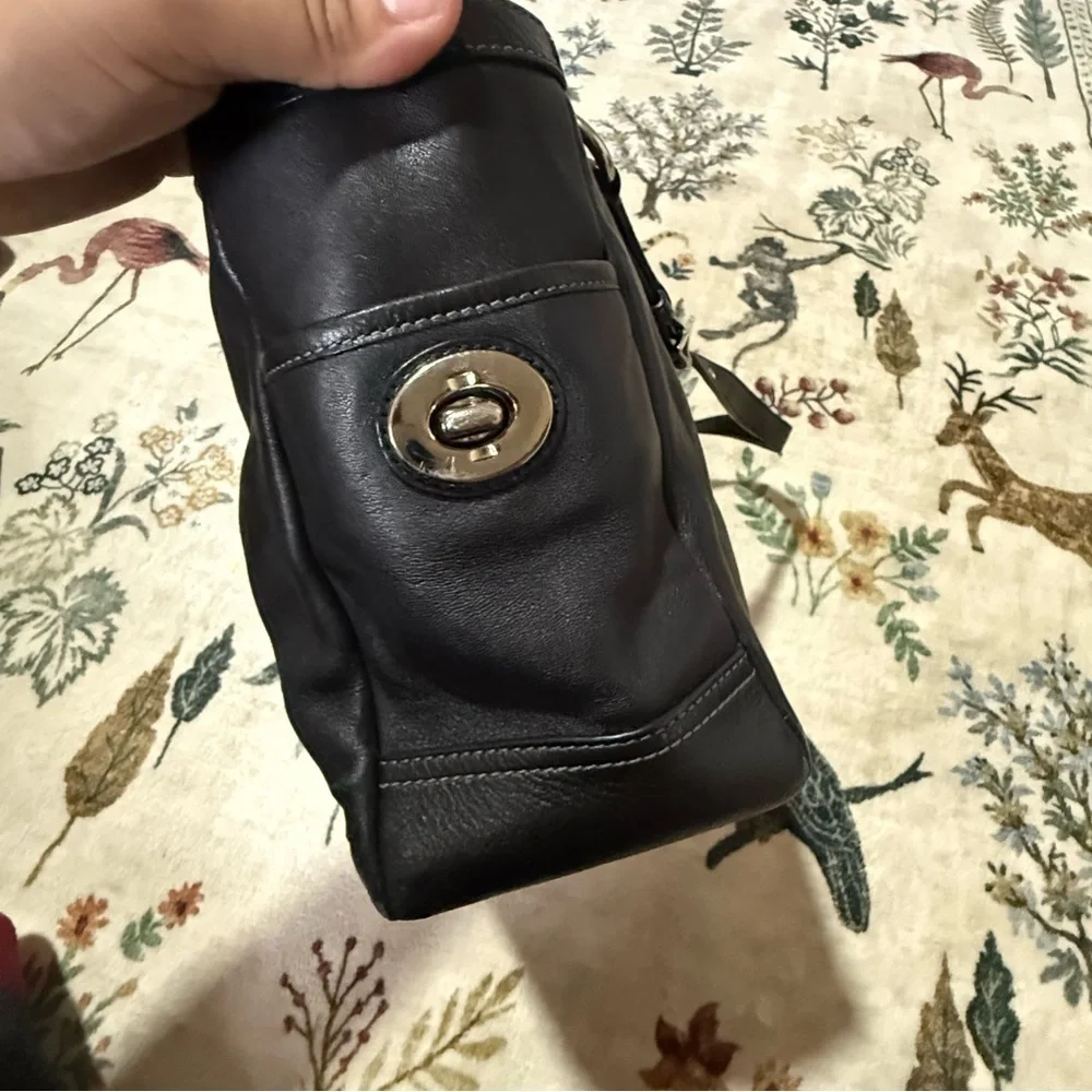 Coach east west tote shoulder Black Leather Handbag